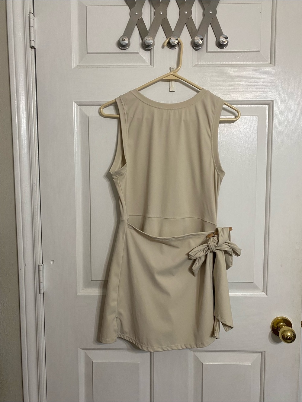 Sleeveless Tie-Waist Athletic Dress in Beige